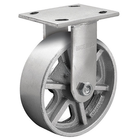 Albion 8" X 2" Cast Iron Rigid Caster, No Brake, Loads Up To 1250 lb 16CA08201R