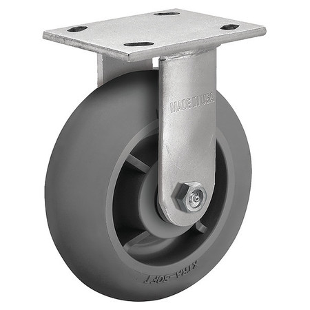 ALBION 6" X 2" Non-Marking Rubber Soft Round Rigid Caster, No Brake, Loads Up To 450 lb 16XR06201R