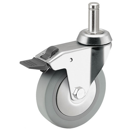 MEDCASTER 3" X 7/8" Non-Marking Rubber Thermoplastic Swivel Caster, Total Lock Brake, Loads Up To 140 lb RZ03TPP090TLGR01