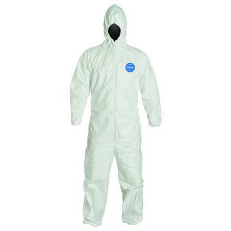 Dupont Tyvek 400 Hooded Disposable Coveralls, 2XL, Zipper, Elastic Wrist, Elastic Ankle, White, 6 Pack TY127SWH2X0006G1