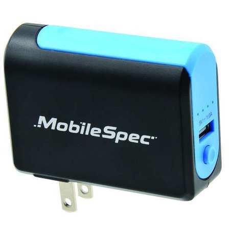 MOBILESPEC Rechargeable Power Bank, 5.80" H, Blk/Blue MBS02101