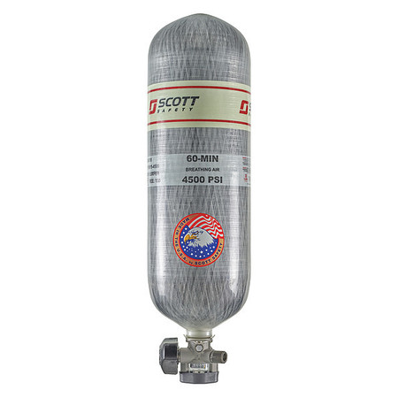 3M SCOTT SCBA Cylinder, 4500 psi, 60 min., Filled, Color: Gray 804723-35