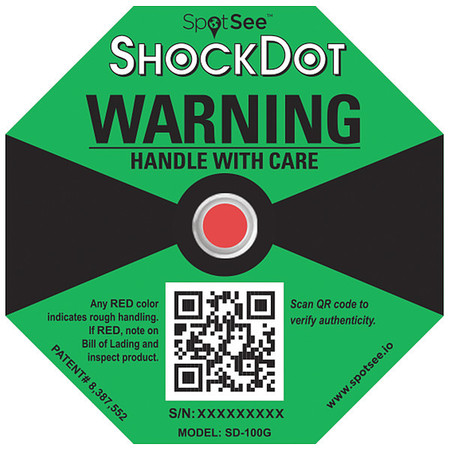 SHOCKWATCH G-Force Indicator Label, 100G, PK50 SD-100G