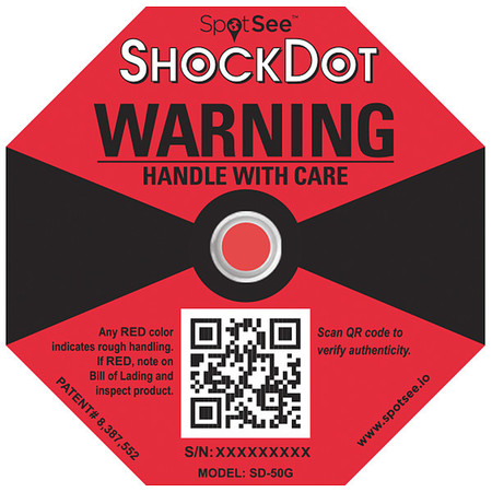SHOCKWATCH G-Force Indicator Label, 50G, PK50 SD-50G