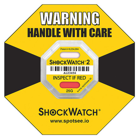 SHOCKWATCH G-Force Indicator Label, 25G, PK50 48000K