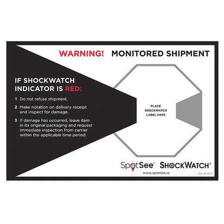 Shockwatch Shock Indicator Companion Label, PK500 26107