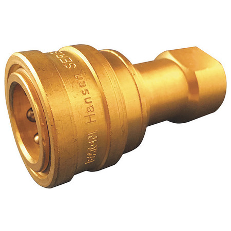 HANSEN Hydraulic Quick Connect Hose Coupling, Brass Body, Push-to-Connect Lock, 3/4"-14 Thread Size B6HP31