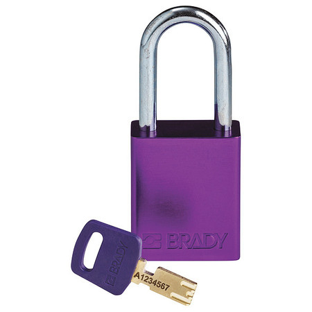 BRADY Lockout Padlock, Al, Purple, Key Different ALU-PRP-38ST-KD