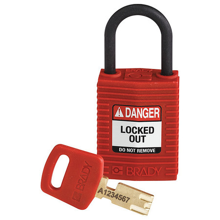 BRADY Lockout Padlock, Red, 1-21/32" H Body CPT-RED-25PL-KD