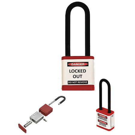 ZING Lockout Padlock, 3" Shackle Height 710KD-RED