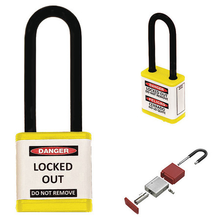 ZING Lockout Padlock, 3" Shackle Height 710KA-YELLOW