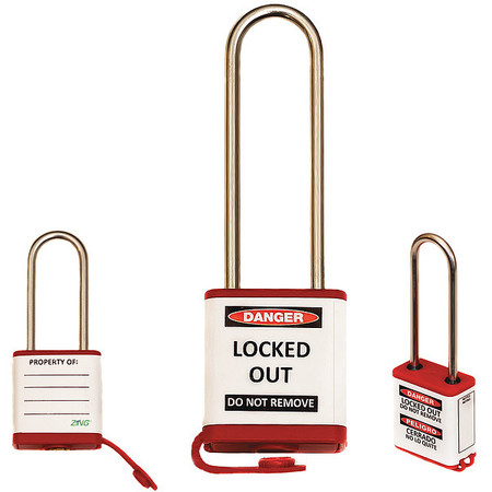 ZING Lockout Padlock, 3" Shackle Height 810KD-RED