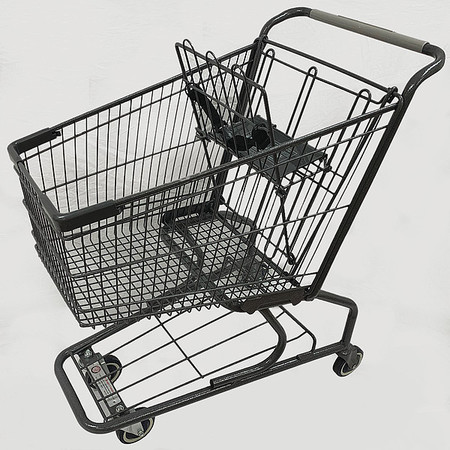 ZORO SELECT Wire Shopping Cart, Dark Gray, 300 lb Cap. WMP-090L-EC