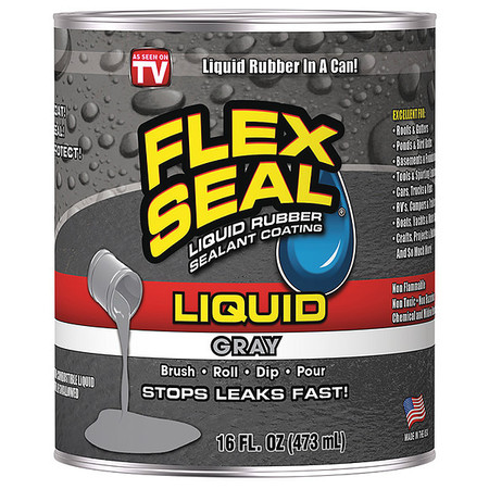 Flex Seal Sealant, 16 oz, Can, Gray, Rubber Base LFSGRYR16
