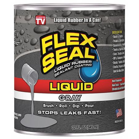 Flex Seal Sealant, 32 oz, Can, Gray, Rubber Base LFSGRYR32