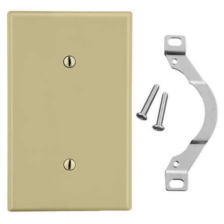 HUBBELL Blank Strap Mount Wall Plate, Number of Gangs: 1 Plastic, Smooth Finish, Ivory P14I