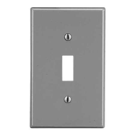 HUBBELL Toggle Switch Wall Plate, Number of Gangs: 1 Plastic, Smooth Finish, Gray P1GY