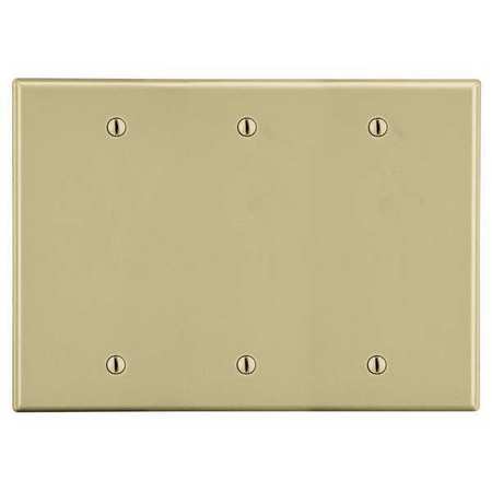 HUBBELL Blank Box Mount Wall Plate, Number of Gangs: 3 Plastic, Smooth Finish, Ivory P33I