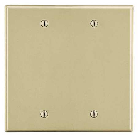 HUBBELL Blank Box Mount Wall Plate, Number of Gangs: 2 Plastic, Smooth Finish, Ivory P23I