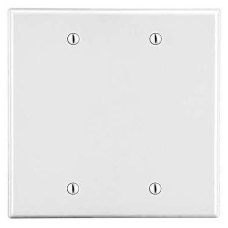 Hubbell Blank Box Mount Wall Plate, Number of Gangs: 2 Plastic, Smooth Finish, White P23W