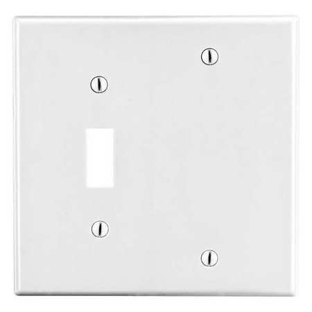 HUBBELL Toggle Switch/Blank Wall Plate, Number of Gangs: 2 Plastic, Smooth Finish, White P113W