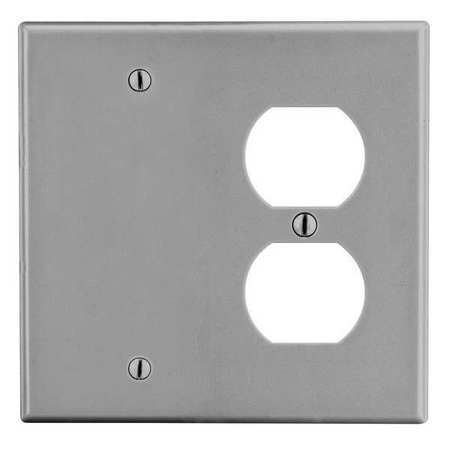 HUBBELL Blank Wall Plate, Number of Gangs: 2 Plastic, Smooth Finish, Gray P138GY