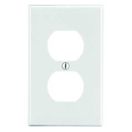 Hubbell Wiring Device-Kellems Duplex Receptacle Wall Plate, Number of Gangs: 1 Plastic, Smooth Finish, White P8W