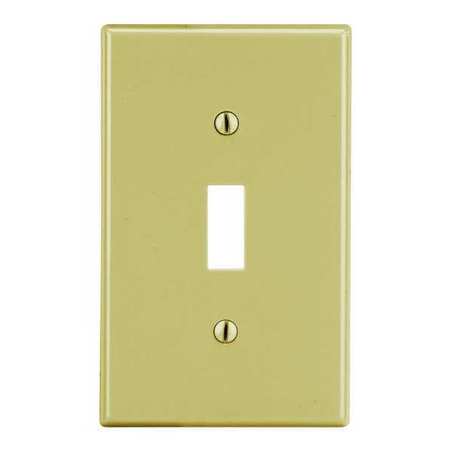 HUBBELL Toggle Switch Wall Plate, Number of Gangs: 1 Plastic, Smooth Finish, Ivory PJ1I