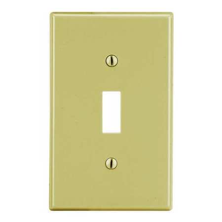 Hubbell Toggle Switch Wall Plate, Number of Gangs: 1 Plastic, Smooth Finish, Ivory PJ1I