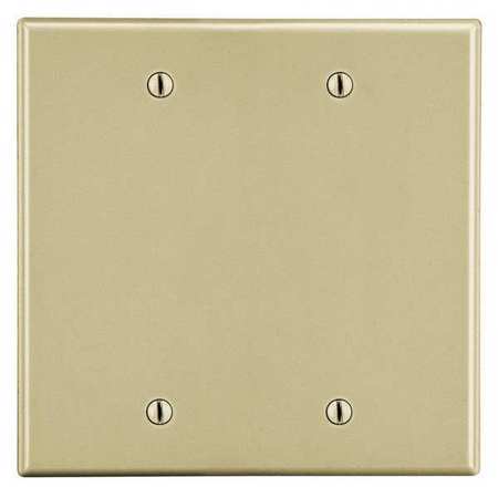 HUBBELL Blank Box Mount Wall Plate, Number of Gangs: 2 Plastic, Smooth Finish, Ivory PJ23I