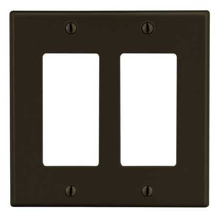 HUBBELL Rocker Wall Plate, Number of Gangs: 2 Plastic, Smooth Finish, Brown PJ262