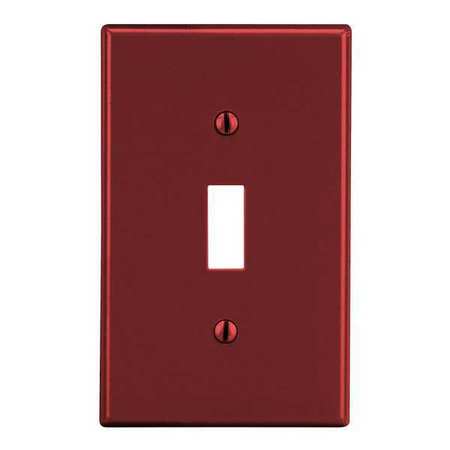HUBBELL Toggle Switch Wall Plate, Number of Gangs: 1 Plastic, Smooth Finish, Red PJ1R