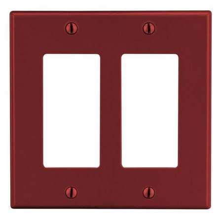 HUBBELL Rocker Wall Plate, Number of Gangs: 2 Plastic, Smooth Finish, Red PJ262R