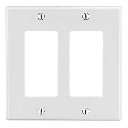 Hubbell Rocker Wall Plate, Number of Gangs: 2 Plastic, Smooth Finish, White PJ262W