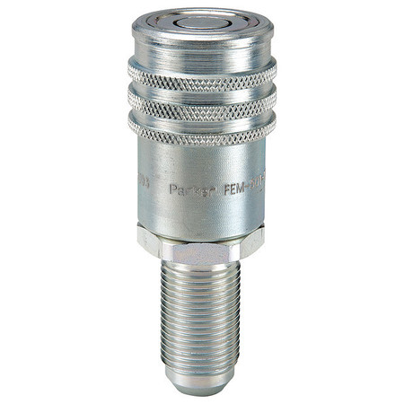 PARKER Hydraulic Quick Connect Hose Coupling, Steel Body, Push-to-Connect Lock, 1-1/16"-12 Thread Size FEM-501-12BMF-NL
