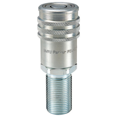 PARKER Hydraulic Quick Connect Hose Coupling, Steel Body, Push-to-Connect Lock, 9/16"-18 Thread Size FEM-501-10BMS