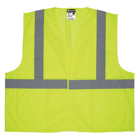 MCR SAFETY High Visibility Vest, M Size, Unisex, Vest Stripe Color Family: Silver V2CL2MLM