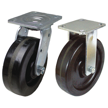 ZORO SELECT Standard Plate Caster, Wheel 5" dia. P21-PH050R-14-SET
