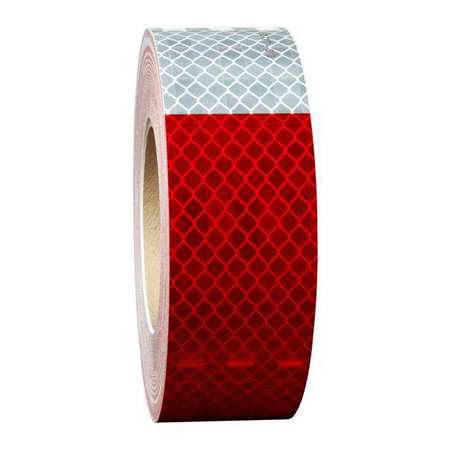 3M Conspicuity Reflective Tape, 2 in W x 150 ft L, 10 mil Thick, Red/White 913-32
