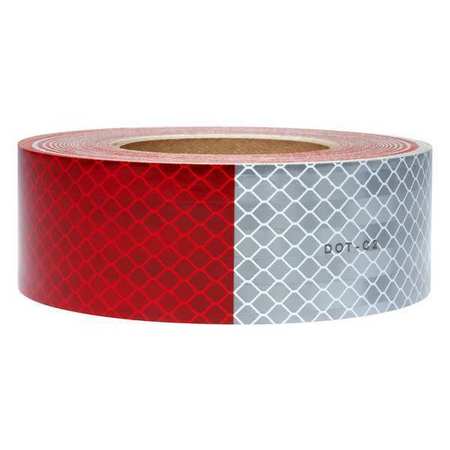 3M Conspicuity Reflective Tape, 2 in W x 50 yd L, 10 mil Thick, Red/White 913-32