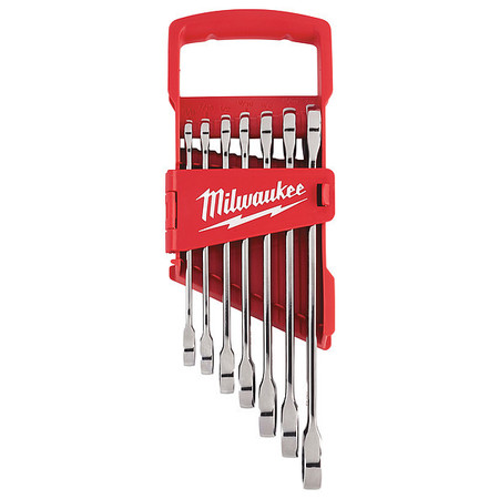 Milwaukee Tool Ratcheting Combination Wrench Set, SAE, 3/8 in to 3/4 in Head Sizes, 12 Points, 7-Piece 48-22-9406