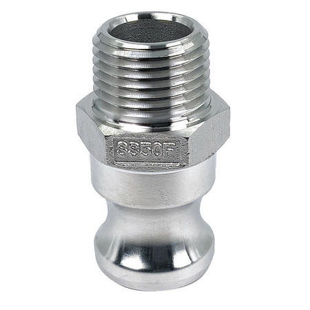 ZORO SELECT Cam and Groove Adapter, 1/2", 316 SS, Fitting Type: MNPT PLE115