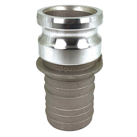 ZORO SELECT Cam and Groove Adapter, 2-1/2", Aluminum, For Hose I.D.: 2 1/2 in PLE26