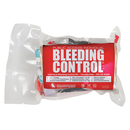 NORTH AMERICAN RESCUE Bleeding Control Kit, 11pcs, 5x7", Clear 80-0466