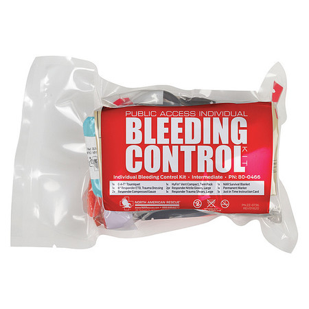 North American Rescue Bleeding Control Kit, 11pcs, 5x7", Clear 80-0466