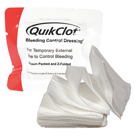 QUIKCLOT Bleeding Control Dressing, White, 4yd 30-0161