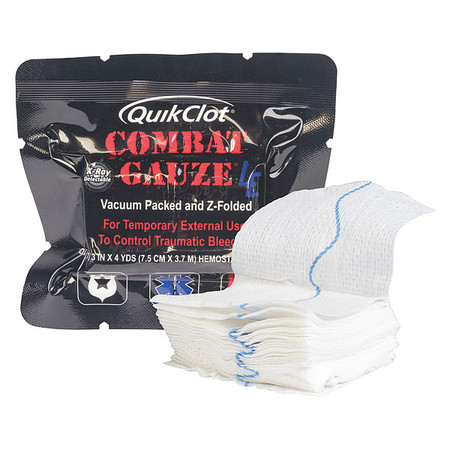 QUIKCLOT Combat Gauze, White, 4yd L, 3"W 30-0109