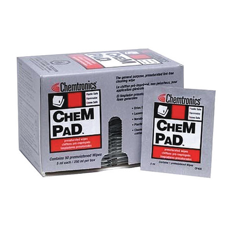 Chemtronics Alcohol Wipes, 4" x 3", 50 ct, PK50 CP400