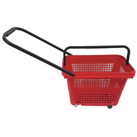 SHOPPING BASKET Rolling Hand Basket, PP, Red, 14 11/64 in 114325ROJ0