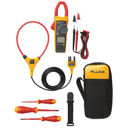 Fluke Clamp Meter Kit, LCD, 1,000 A, 1.3 in (33 mm) Jaw Capacity, CAT III, CAT IV Safety Rating IB376K